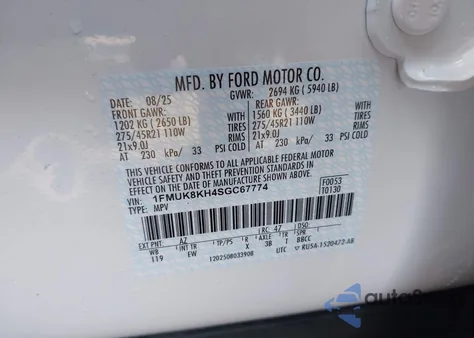 2025 Ford Explorer St-Line from USA, damaged, VIN 1FMUK8KH4SGC67774